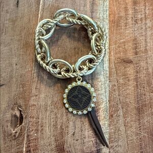 Gold Chain Bracelet with Pendant